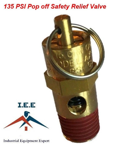 135 PSI Air Compressor Safety Relief Pop Off Valve Solid Brass 1/4