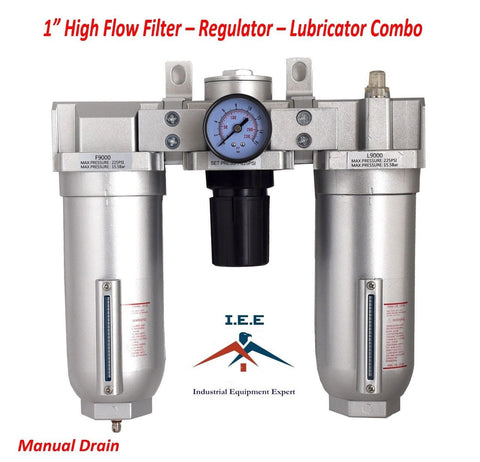 1 Compressed Air Moisture Filter Regulator Oiler Separator Lubricator Combo HD