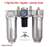 1 Compressed Air Moisture Filter Regulator Oiler Separator Lubricator Combo HD