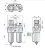 2 Stages Filter Regulator Lubricator Combo 1/2