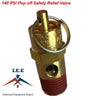 140 PSI Air Compressor Safety Relief Pop Off Valve Solid Brass 1/4