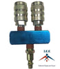 2 way Quick Connect 2 M Style Coupler Air Fitting Manifold with one plug
