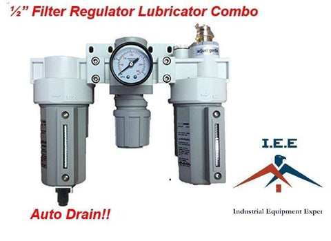 3 Stages Compressed Air Filter Regulator Lubricator Combo 1/2
