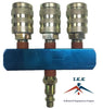 3 Way Air Hose Splitter Manifold w/ Couplers kits 1/4