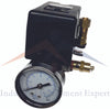 25 AMP Air Compressor Pressure Switch 4 Port 95 -125 PSI w/ Gauge pop off valve